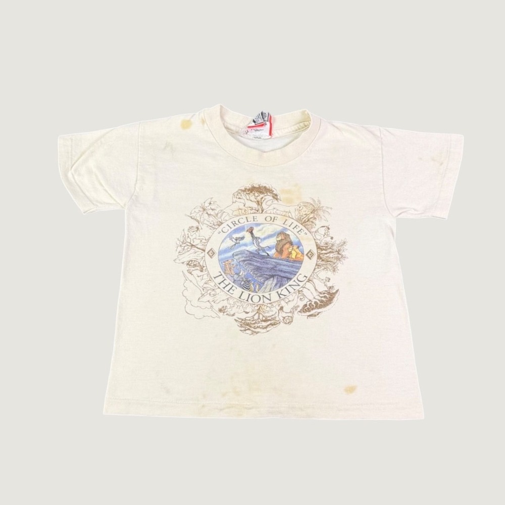Vintage Disney The Lion King Circle of Life Graphic T-Shirt Cream Small USA